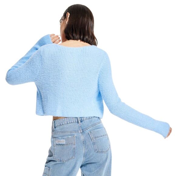 Cider Blue Fuzzy Soft Crop Cardigan - Size Small - Picture 4 of 6